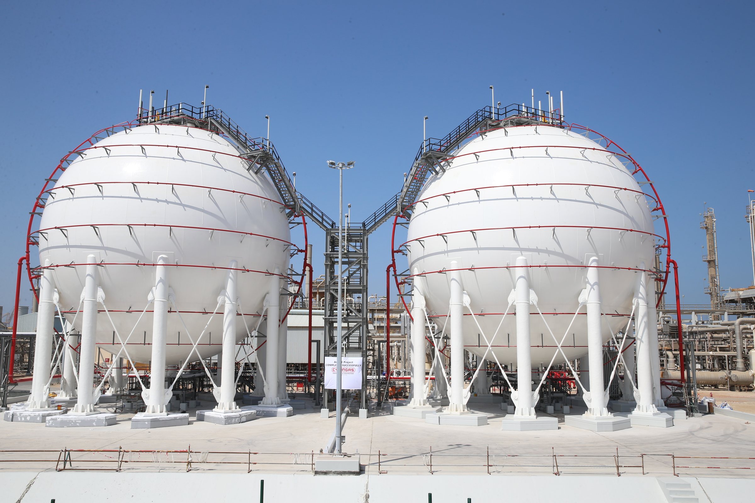 DUGAS Propane Spheres — Jebel Ali · 2 × Ø 21 m · Main EPC