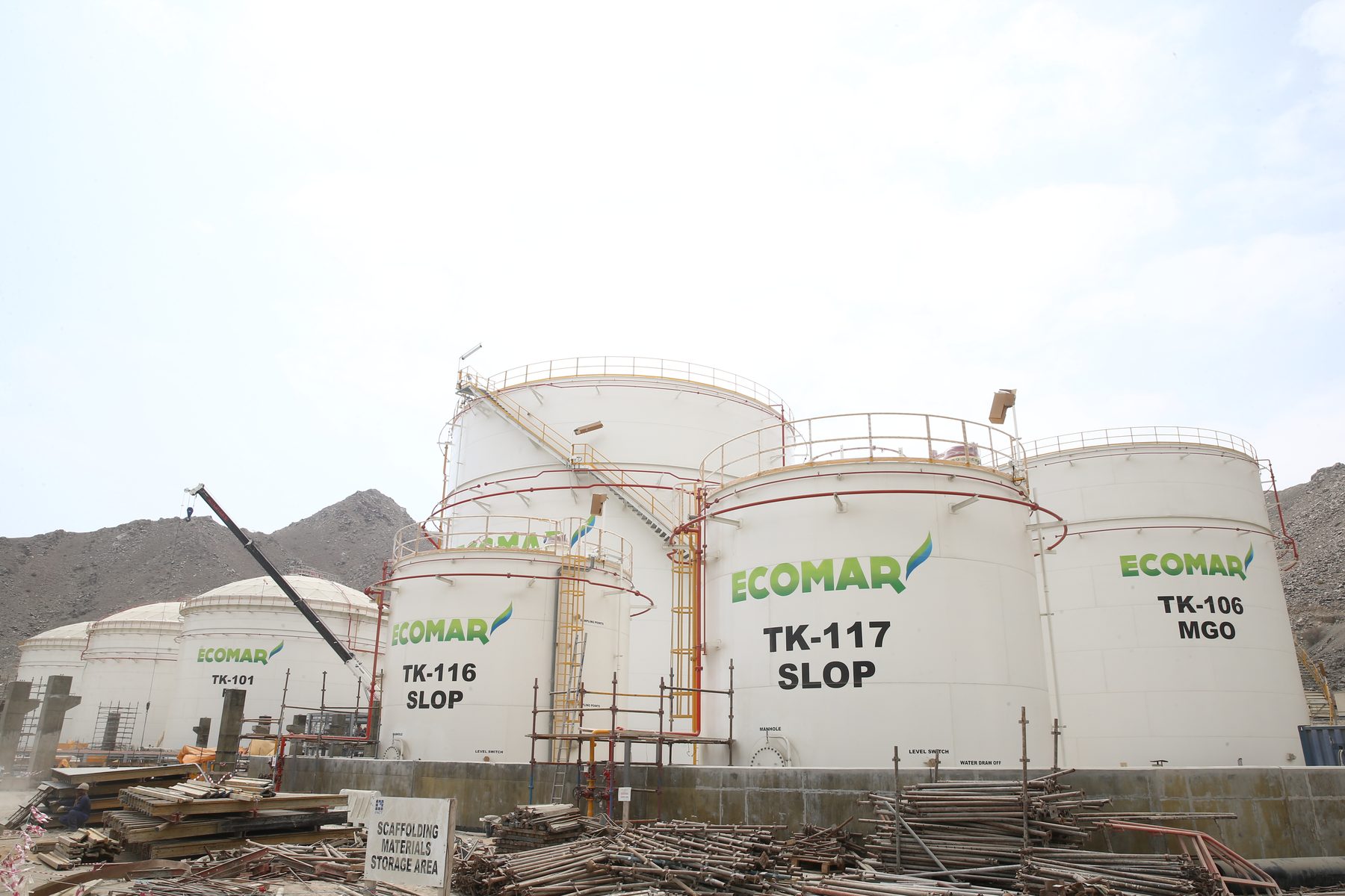 ECOMAR tank farm · 19 API 650 tanks · Fujairah